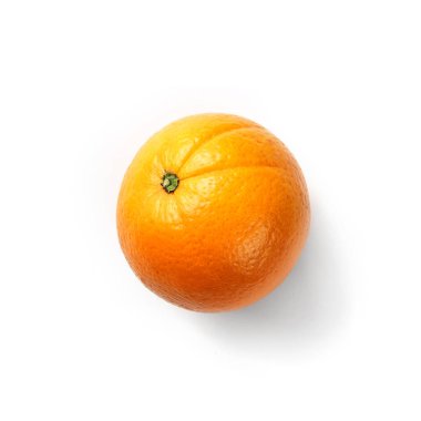 Beyaz arka planda izole edilmiş taze portakal meyvesi. Turuncu turunçgil, üst manzara, düz yatak.