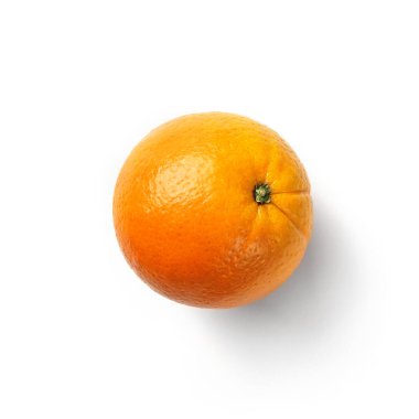 Beyaz arka planda izole edilmiş taze portakal meyvesi. Turuncu turunçgil, üst manzara, düz yatak.