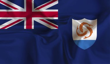 Anguilla 'nın yüksek detaylı bayrağı. Ulusal Anguilla bayrağı. 3B illüstrasyon.