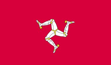 Man Adası 'nın yüksek detaylı bayrağı. Ulusal Man Adası bayrağı. 3B illüstrasyon.
