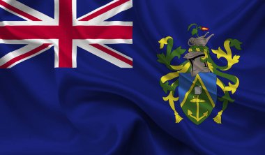 Pitcairn Adaları 'nın yüksek detaylı bayrağı. National Pitcairn Adaları bayrağı. 3B illüstrasyon.