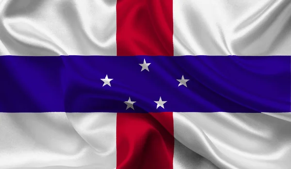 High detailed flag of Netherlands Antilles. National Netherlands Antilles flag. 3D illustration.