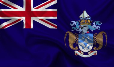 Tristan da Cunha 'nın yüksek detaylı bayrağı. Ulusal Tristan da Cunha bayrağı. 3B illüstrasyon.