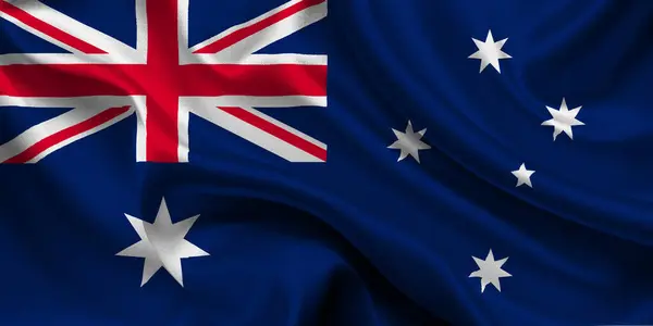 Avustralya bayrağı. Ulusal Avustralya bayrağı. Okyanusya. 3B illüstrasyon.