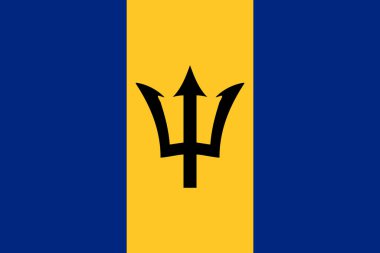 Barbados 'un yüksek detaylı bayrağı. Ulusal Barbados bayrağı. Kuzey Amerika. 3B illüstrasyon.