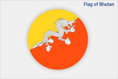 Bhutan 'ın yüksek detaylı bayrağı. Ulusal Butan bayrağı. Asya. 3B illüstrasyon.
