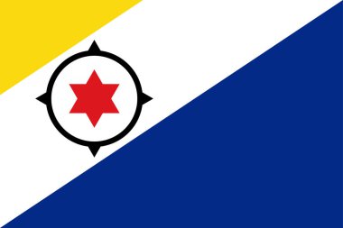 Bonaire 'nin yüksek detaylı bayrağı. Ulusal Bonaire bayrağı. Güney Amerika. 3B illüstrasyon.