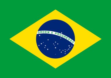 Brezilya 'nın yüksek detaylı bayrağı. Ulusal Brezilya bayrağı. Güney Amerika. 3B illüstrasyon.