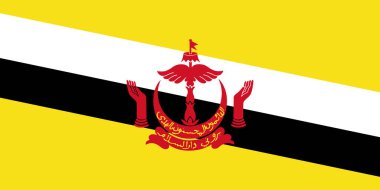 Brunei 'nin yüksek detaylı bayrağı. Ulusal Brunei bayrağı. Asya. 3B illüstrasyon.