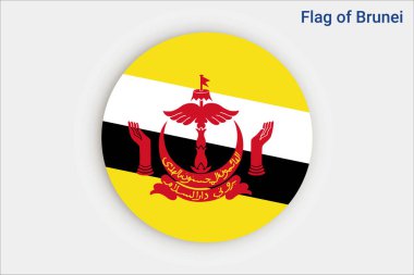 Brunei 'nin yüksek detaylı bayrağı. Ulusal Brunei bayrağı. Asya. 3B illüstrasyon.