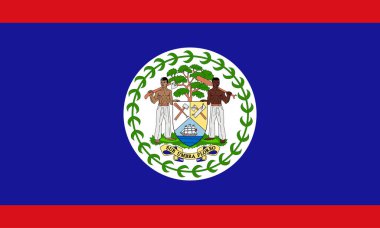 Belize 'nin yüksek detaylı bayrağı. Ulusal Belize bayrağı. Kuzey Amerika. 3B illüstrasyon.