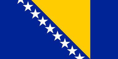 Bosna-Hersek 'in yüksek detaylı bayrağı. Ulusal Bosna-Hersek bayrağı. Avrupa. 3B illüstrasyon.