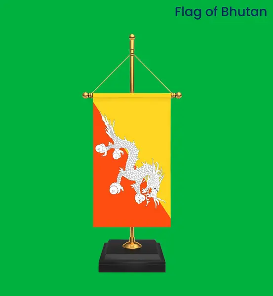 Bhutan 'ın yüksek detaylı bayrağı. Ulusal Butan bayrağı. Asya. 3B illüstrasyon.