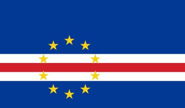 Cape Verde 'nin yüksek detaylı bayrağı. Ulusal Cape Verde bayrağı. Afrika. 3B illüstrasyon.