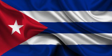Yüksek detaylı Küba bayrağı. Ulusal Küba bayrağı. Kuzey Amerika. 3B illüstrasyon.
