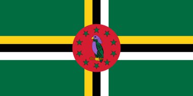 Dominica 'nın yüksek detaylı bayrağı. Ulusal Dominika bayrağı. Kuzey Amerika. 3B illüstrasyon.
