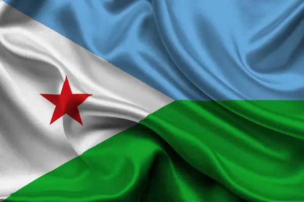 Cibuti 'nin yüksek detaylı bayrağı. Ulusal Cibuti bayrağı. Afrika. 3B illüstrasyon.