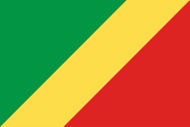 Yüksek detaylı Kongo-Brazzaville bayrağı. Ulusal Kongo-Brazzaville bayrağı. Afrika. 3B illüstrasyon.