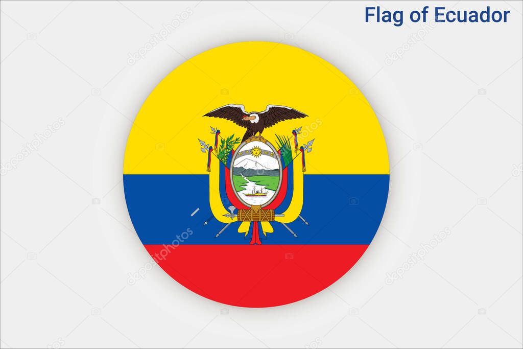 High detailed flag of Ecuador. National Ecuador flag. South America. 3D illustration.