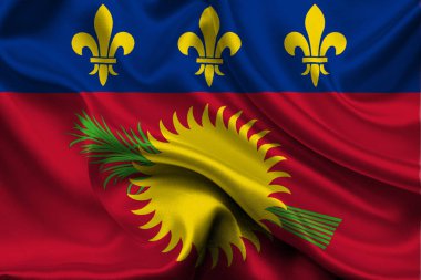 High detailed flag of Guadeloupe. National Guadeloupe flag. North America. 3D illustration.