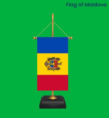 Moldova 'nın yüksek detaylı bayrağı. Ulusal Moldova bayrağı. Avrupa. 3B illüstrasyon.