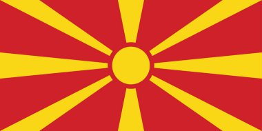 Kuzey Makedonya 'nın yüksek kapsamlı bayrağı. Ulusal Kuzey Makedonya bayrağı. Avrupa. 3B illüstrasyon.