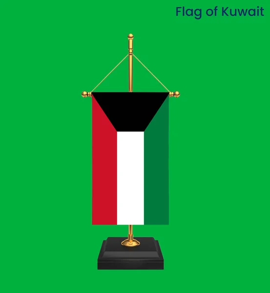 High detailed flag of Kuwait. National Kuwait flag. Asia. 3D illustration.