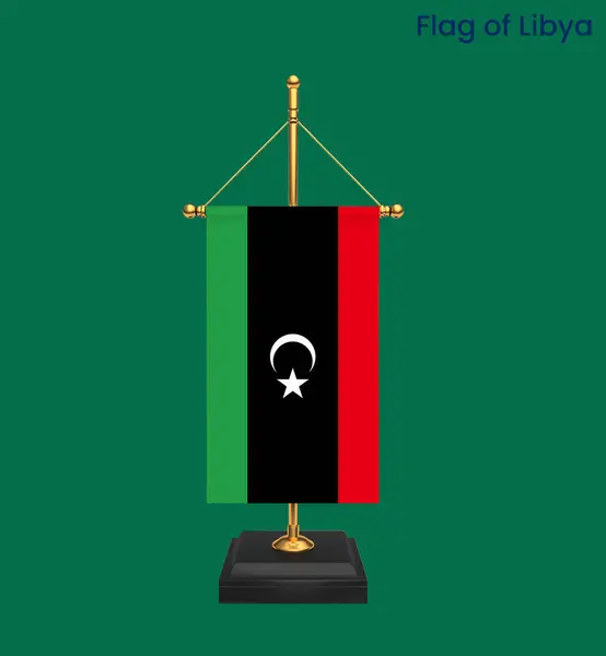 Libya 'nın yüksek detaylı bayrağı. Ulusal Libya bayrağı. Afrika. 3B illüstrasyon.