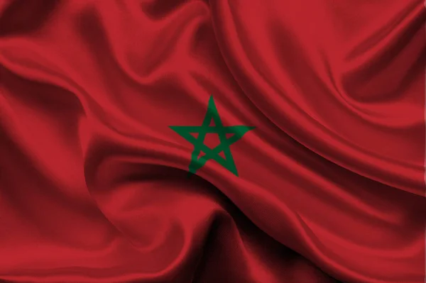 Fas 'ın yüksek detaylı bayrağı. Ulusal Fas bayrağı. Afrika. 3B illüstrasyon.