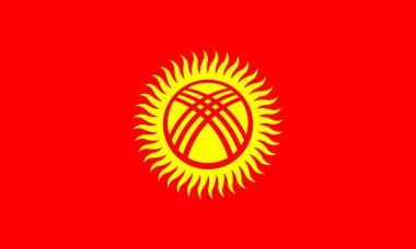 High detailed flag of Kyrgyzstan. National Kyrgyzstan flag. Asia. 3D illustration.
