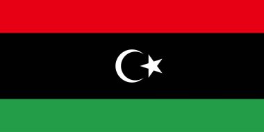 Libya 'nın yüksek detaylı bayrağı. Ulusal Libya bayrağı. Afrika. 3B illüstrasyon.
