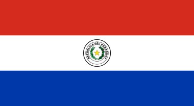 Paraguay 'ın yüksek detaylı bayrağı. Ulusal Paraguay bayrağı. Güney Amerika. 3B illüstrasyon.