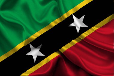 High detailed flag of Saint Kitts and Nevis. National Saint Kitts and Nevis flag. North America. 3D illustration.