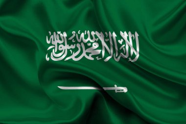 Suudi Arabistan 'ın yüksek detaylı bayrağı. Ulusal Suudi Arabistan bayrağı. Asya. 3B illüstrasyon.