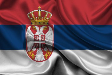 Sırbistan 'ın yüksek kapsamlı bayrağı. Sırbistan bayrağı. Avrupa. 3B illüstrasyon.