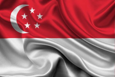 High detailed flag of Singapore. National Singapore flag. Asia. 3D illustration.