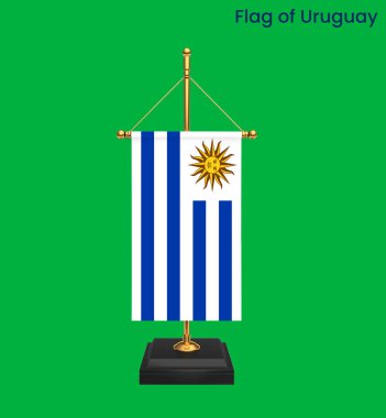 Yüksek detaylı Uruguay bayrağı. Ulusal Uruguay bayrağı. Güney Amerika. 3B illüstrasyon.