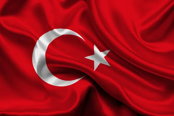 Yüksek detaylı Türkiye bayrağı. Ulusal hindi bayrağı. Asya. Avrupa. 3B illüstrasyon.