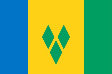High detailed flag of Saint Vincent and the Grenadines. National Saint Vincent and the Grenadines flag. North America. 3D illustration.