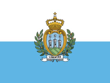 High detailed flag of San Marino. National San Marino flag. Europe. 3D illustration.