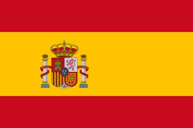 İspanya 'nın yüksek detaylı bayrağı. Ulusal İspanya bayrağı. Avrupa. Afrika. 3B illüstrasyon.