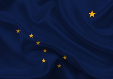 Alaska 'nın yüksek detaylı bayrağı. Alaska eyalet bayrağı, Ulusal Alaska bayrağı. Alaska bayrağı. ABD. Amerika.