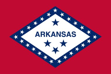 Arkansas 'ın yüksek detaylı bayrağı. Arkansas bayrağı, Arkansas bayrağı. Arkansas bayrağı. ABD. Amerika.
