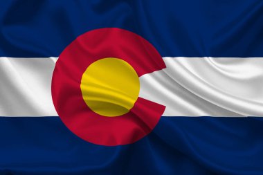 Colorado 'nun yüksek detaylı bayrağı. Colorado bayrağı, Ulusal Colorado bayrağı. Colorado bayrağı. ABD. Amerika.