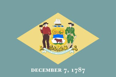 Delaware 'in yüksek detaylı bayrağı. Delaware eyalet bayrağı, Ulusal Delaware bayrağı. Delaware bayrağı. ABD. Amerika.