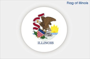 Illinois 'in yüksek detaylı bayrağı. Illinois eyalet bayrağı, Ulusal Illinois bayrağı. Illinois eyaleti bayrağı. ABD. Amerika.