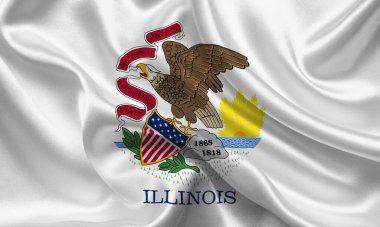 Illinois 'in yüksek detaylı bayrağı. Illinois eyalet bayrağı, Ulusal Illinois bayrağı. Illinois eyaleti bayrağı. ABD. Amerika.