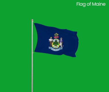 Maine 'in yüksek detaylı bayrağı. Maine eyalet bayrağı, Ulusal Maine bayrağı. Maine bayrağı. ABD. Amerika.