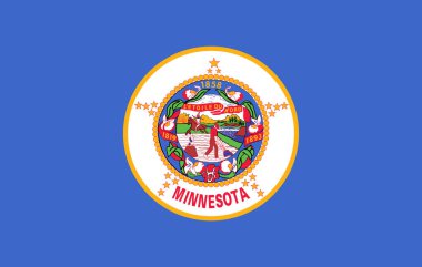 Minnesota 'nın yüksek detaylı bayrağı. Minnesota eyalet bayrağı, Minnesota bayrağı. Minnesota bayrağı. ABD. Amerika.