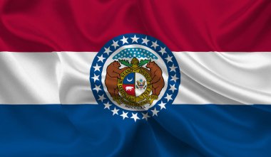 Missouri 'nin yüksek detaylı bayrağı. Missouri eyalet bayrağı, Missouri bayrağı. Missouri bayrağı. ABD. Amerika.
